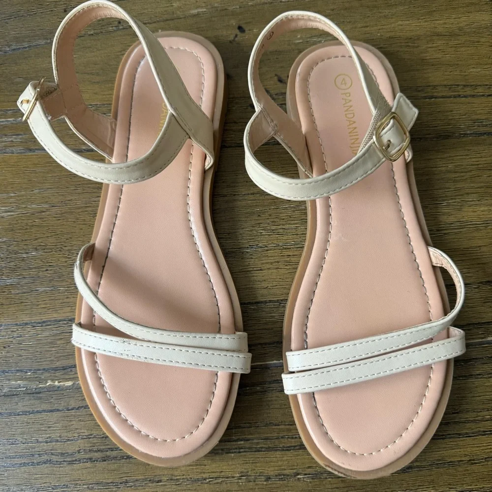 Pandaninja cream strappy sandals
